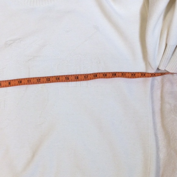 Eddie Bauer White 100% Cotton Knit Sweater with raise image of golfer - Picture 4 of 11